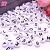 Buchstaben Perlen, 30 Stück, 4x7 mm, weiß mit schwarz, Produktbild-Vorschau 5