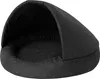 A dark gray pet bed with a hooded top, shown from a slightly elevated front-left angle against a white background. Náhled obrázku produktu