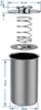 An exploded view of a stainless steel meat cooker with dimensions indicated. Produktbild-Vorschau