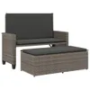 Gartenbank mit Kissen und Hocker Grau Poly Rattan Produktbild-Vorschau 1