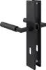 A black door handle set with a long backplate, shown against a white background. Produktbild-Vorschau
