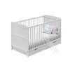 A white baby crib with two pillows and a blanket on a white background. Produktbild-Vorschau