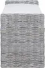 A close-up, front-facing view of a woven storage bench with a white cushion. Náhled obrázku produktu
