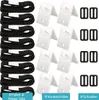 A set of black straps and white plastic clips arranged on a white background. Produktbild-Vorschau