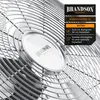 Close-up view of a silver fan with promotional text overlay. Podgląd zdjęcia produktu