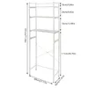 A white metal shelving unit with dimensions indicated by text. Produktbild-Vorschau