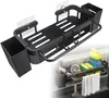 A black kitchen sink organizer is shown mounted on a countertop edge. Produktbild-Vorschau