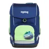 A blue and green ergobag school backpack with a police car graphic on the front pocket. Produktbild-Vorschau