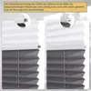 Two close-up views of a pleated blind, showing the top rail and how the pleats are formed. Text in a yellow box explains a feature of the product. Produktbild-Vorschau