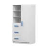 A white wardrobe with blue handles and shelves. Produktbild-Vorschau