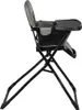 A side view of a gray and black baby high chair against a white background. Podgląd zdjęcia produktu