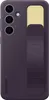 A dark violet Samsung phone case with a yellow accent and a grip. Produktbild-Vorschau