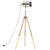 vidaXL Lampada da terra treppiede in legno massiccio di Anteprima dell’immagine prodotto 3