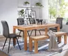 A dining room scene with a wooden table, chairs, and a bench. Anteprima dell’immagine prodotto