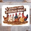 Freilaufende Hühner - Tor geschlossen halten Metallschild Produktbild-Vorschau 2