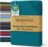 A stack of folded sheets in various colors is shown on the left, with a teal sheet prominently displayed on the right, featuring a product label. Produktbild-Vorschau