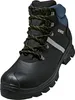 A single black and blue work boot with yellow laces is shown against a white background. Podgląd zdjęcia produktu