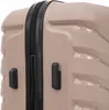 A close-up view of a beige suitcase, showing the zipper and two black latches. Náhled obrázku produktu