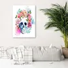Leinwandbild bemalter totenkopf in blumen 80x120 cm Feeby Produktbild-Vorschau 2