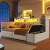 A modern bedroom with a modular daybed, featuring integrated lighting and storage. Produktbild-Vorschau