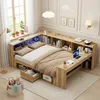 Merax Kinderbett 140x200cm mit LED und USB, Holzbett mit Produktbild-Vorschau 1