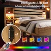 A modern bedroom with a LED bed, showcasing its features like charging ports and customizable lighting. Náhled obrázku produktu