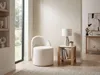 WOHNLING Sitzhocker Teddy Stoff 40cm Creme Rund Design Produktbild-Vorschau 2