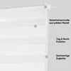 A close-up view of a white roller blind with text labels pointing out its features. Podgląd zdjęcia produktu