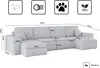Sofa w kształcie U BEST narożnik tkanina Poso jasnoszary Podgląd zdjęcia produktu 7