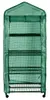 A tall, narrow greenhouse with shelves, covered in a green plastic film. Anteprima dell’immagine prodotto