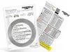 A product package for decorative stripes, showing the stripes on a roll and a separate information sheet with color and size options. Produktbild-Vorschau