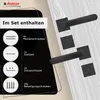 A product image showing door handles and a list of included items. Produktbild-Vorschau
