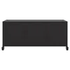 A black metal cabinet with three doors and wheels, shown against a white background. Anteprima dell’immagine prodotto