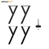 Four black table legs shaped like the letter Y, and a single adjustable foot with '4x' text below it, are shown against a white background. The brand 'METALOPRO' is visible in the top left corner. Anteprima dell’immagine prodotto