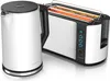 A white electric kettle and a white and black toaster are shown side-by-side on a white background. Podgląd zdjęcia produktu