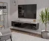 Wohnwand Schwarz Full Hochglanz TV Lowboard 180 cm Produktbild-Vorschau 2