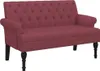 A studio shot of a red loveseat with black legs. Produktbild-Vorschau