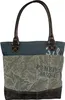 Sunsa Vintage Shopper. Płócienna torba na ramię ze skórą. Podgląd zdjęcia produktu 1