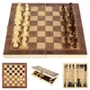 3-in-1 Holzspiel – Schach, Dame & Backgammon – Klappbares Produktbild-Vorschau 1