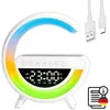 A white sunrise alarm clock with a rainbow light feature and a digital display showing the time. Podgląd zdjęcia produktu