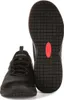 A pair of black Skechers shoes, with one shoe shown from the side and the other from the sole. Voir les images du produit
