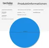 A diagram showing a blue circular pool cover with dimensions indicated. Produktbild-Vorschau