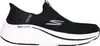 A side view of a black Skechers slip-on shoe with a white sole. Náhled obrázku produktu