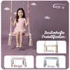 A young girl sits on a pink baby swing, with other swing options displayed below. The background is a soft purple with cloud decorations. Podgląd zdjęcia produktu