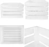 A collage of four images showing white wooden crates from different angles. Produktbild-Vorschau