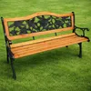 Panchina da giardino in legno con schienale e motivo a rose Anteprima dell’immagine prodotto 8
