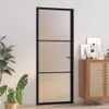 vidaXL Drzwi wewnętrzne 83x201,5 cm czarne matowe szkło i Podgląd zdjęcia produktu 2