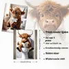 4er-Set lustige Highland-Kuh-Poster, Leinwand, 20x25 cm, ungerahmt Produktbild-Vorschau