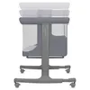 A side view of a gray baby crib with a stand and wheels. Anteprima dell’immagine prodotto