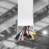 A white cable management channel with various cables emerging from the bottom, set against a blurred industrial background. Anteprima dell’immagine prodotto